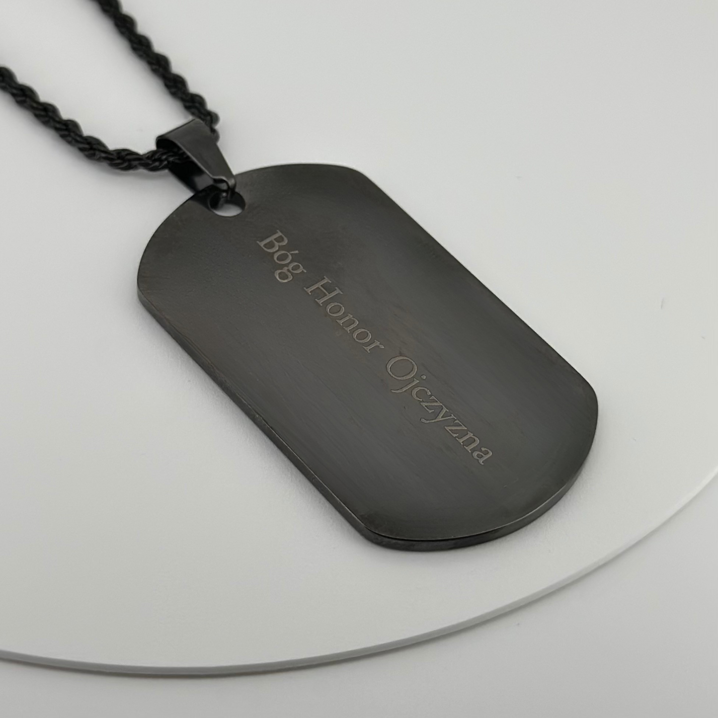 Poland Eagle Engraved Necklace - Black