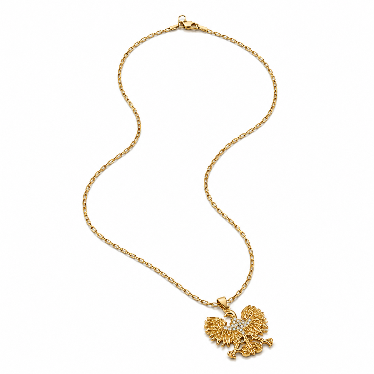 Poland Iced Eagle Pendant Necklace v2.0 - Gold