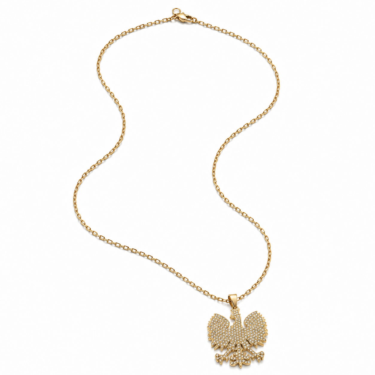 Poland Iced Eagle Necklace - Gold