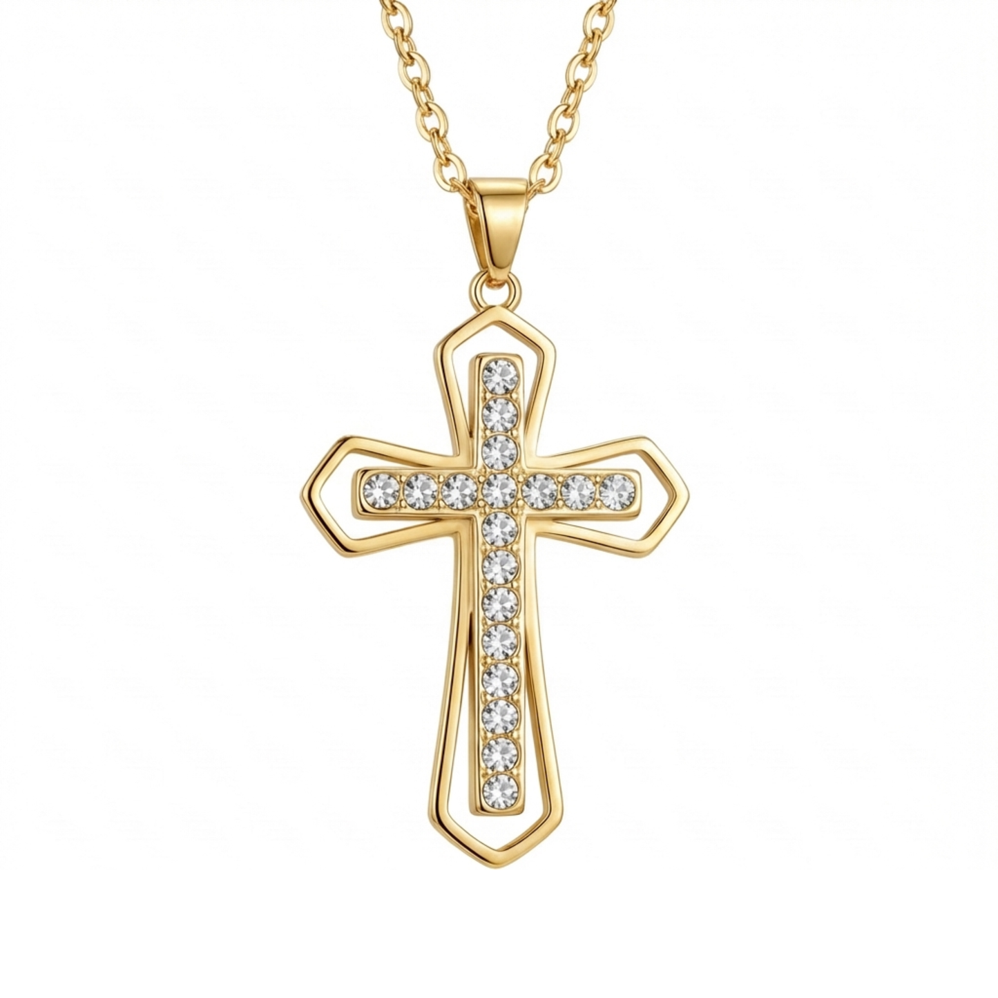 PLNDSKI Cross Gem Necklace - Gold