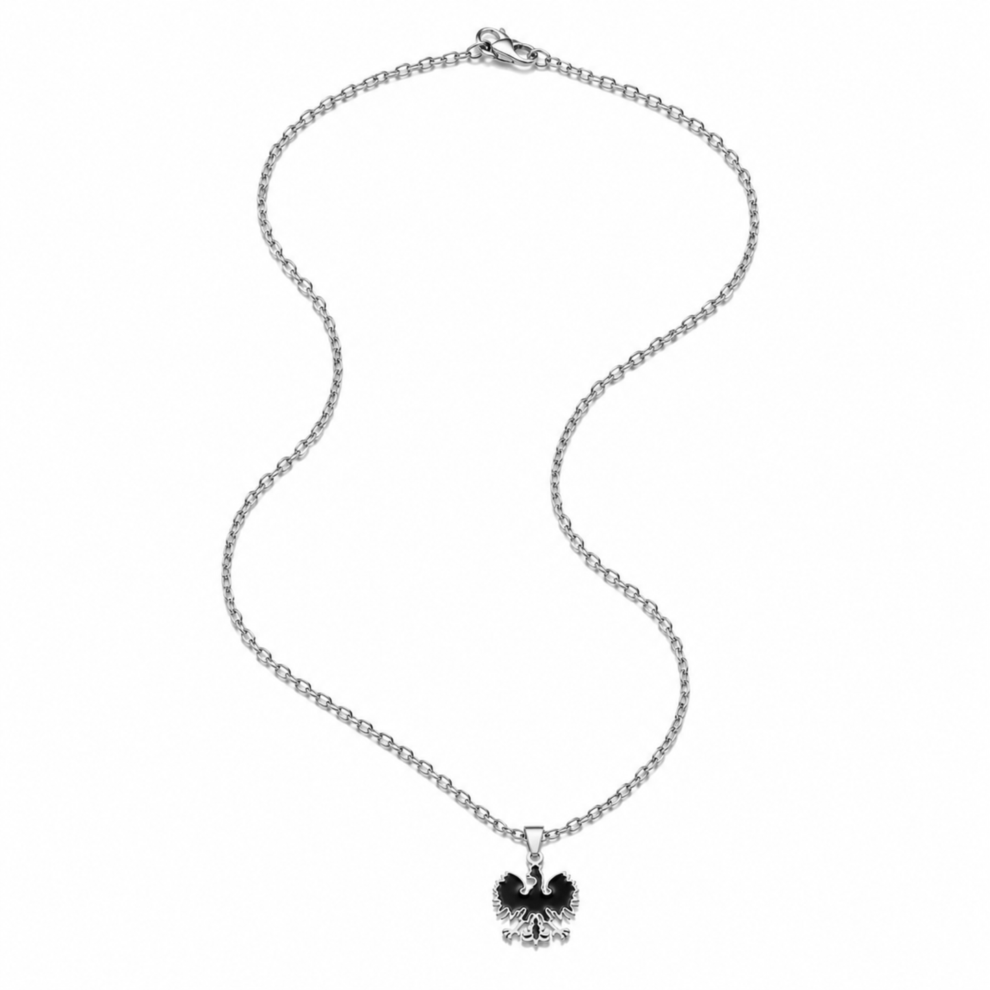 Poland Quartz Eagle Pendant Necklace - Silver/Black