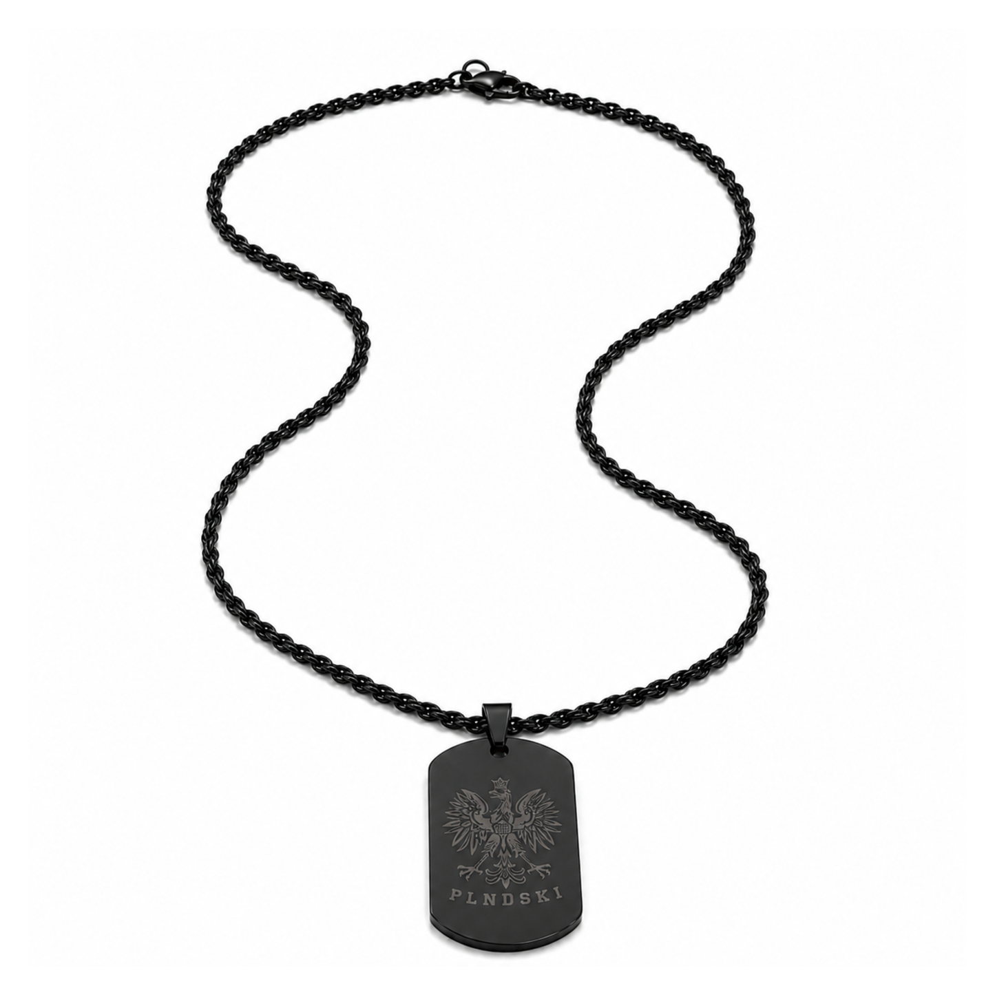 Poland Eagle Engraved Necklace - Black