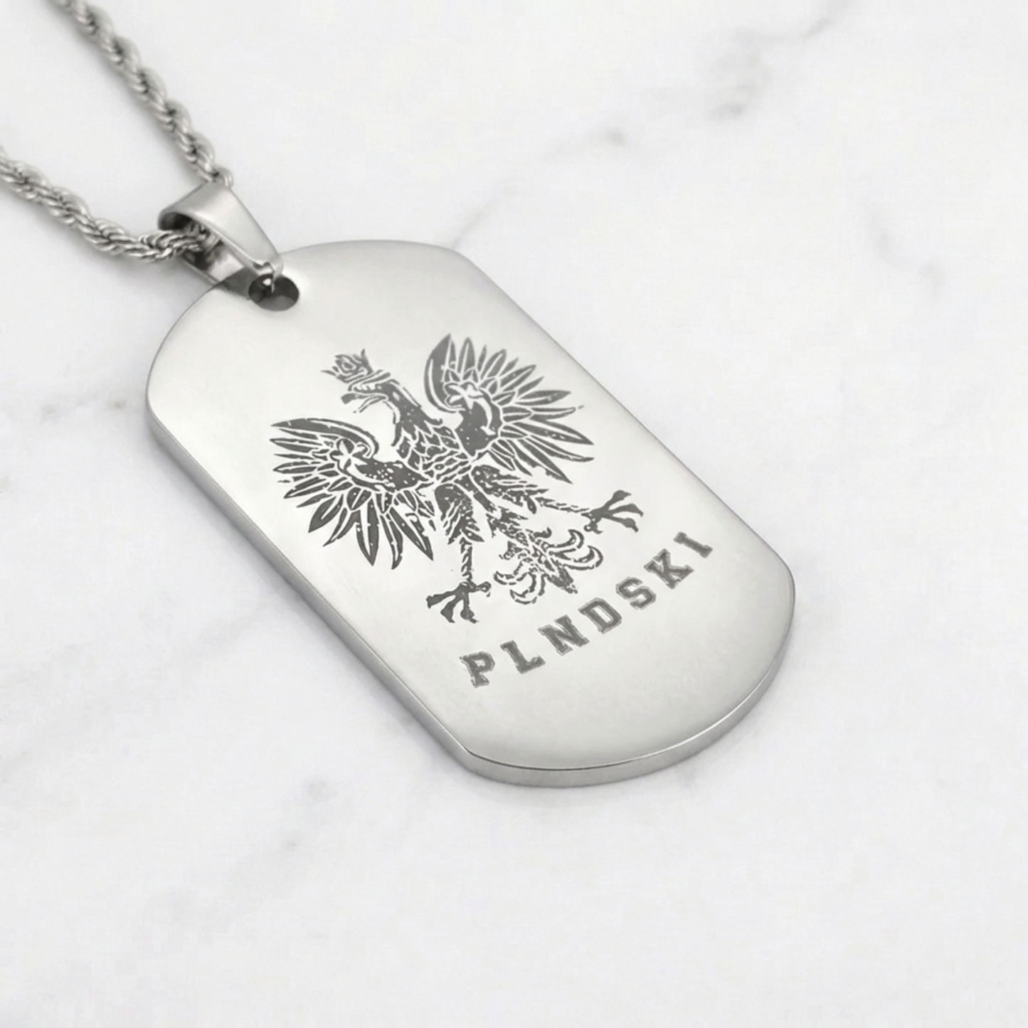Poland Eagle Engraved Necklace - Silver