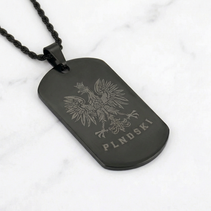 Poland Eagle Engraved Necklace - Black