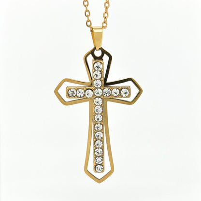 PLNDSKI Cross Gem Necklace - Gold