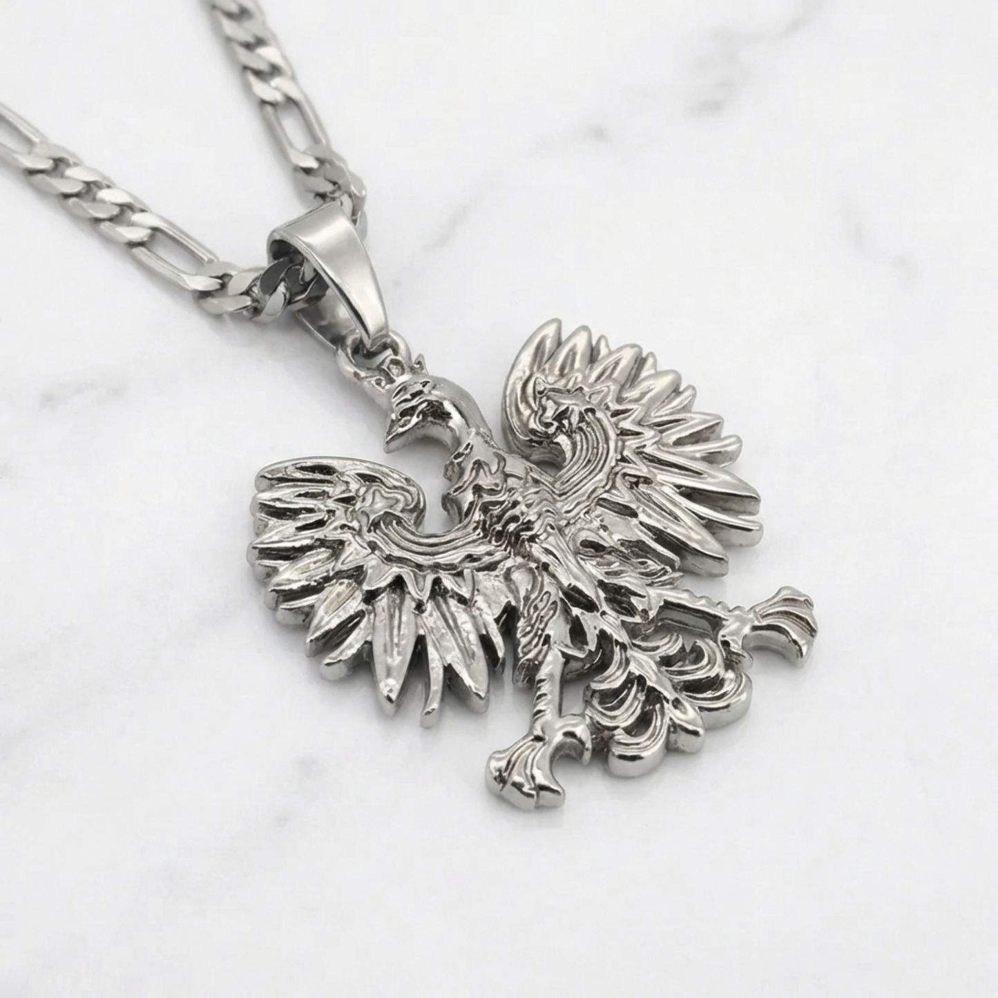Poland Eagle Pendant Necklace - Silver