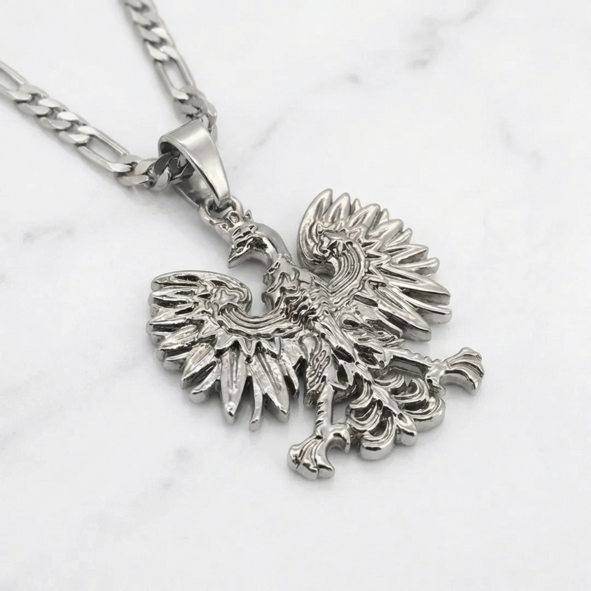 Poland Eagle Pendant Necklace - Silver