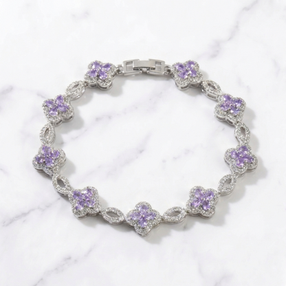 Clover Bracelet - Silver/Purple