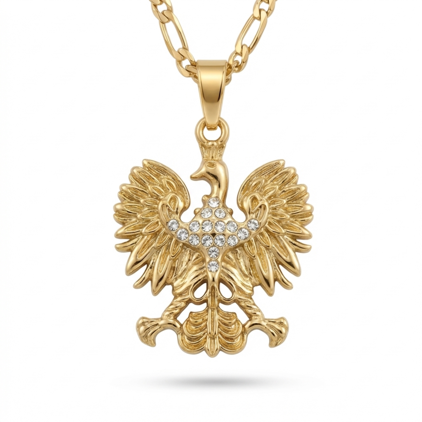 Poland Iced Eagle Pendant Necklace v2.0 - Gold