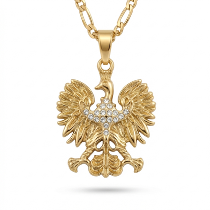 Poland Iced Eagle Pendant Necklace v2.0 - Gold