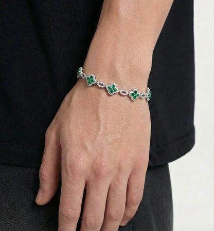 Clover Bracelet - Silver/Green