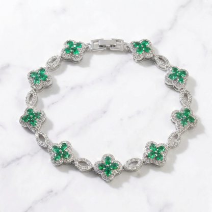 Clover Bracelet - Silver/Green