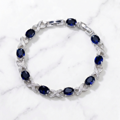 Cross Link Bracelet - Silver/Blue