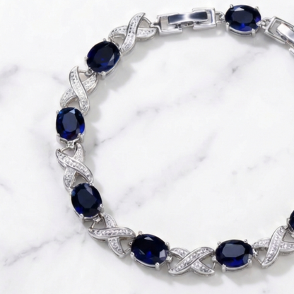 Cross Link Bracelet - Silver/Blue