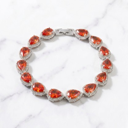 Tear Drop Bracelet - Silver/Red