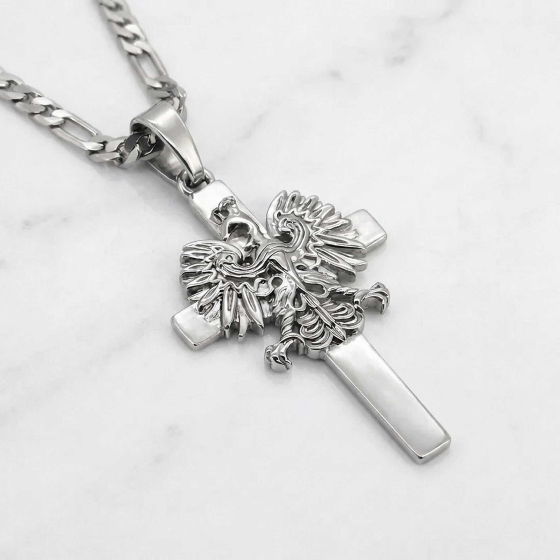 Poland Cross Eagle Necklace - Silver – PLNDSKI