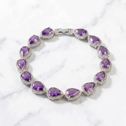 Tear Drop Bracelet - Silver/Purple