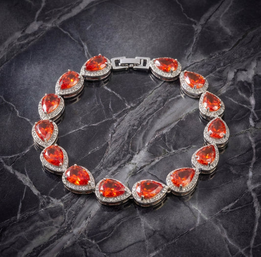 Tear Drop Bracelet - Silver/Red