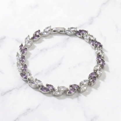 Crystal Leaf - Silver/Purple