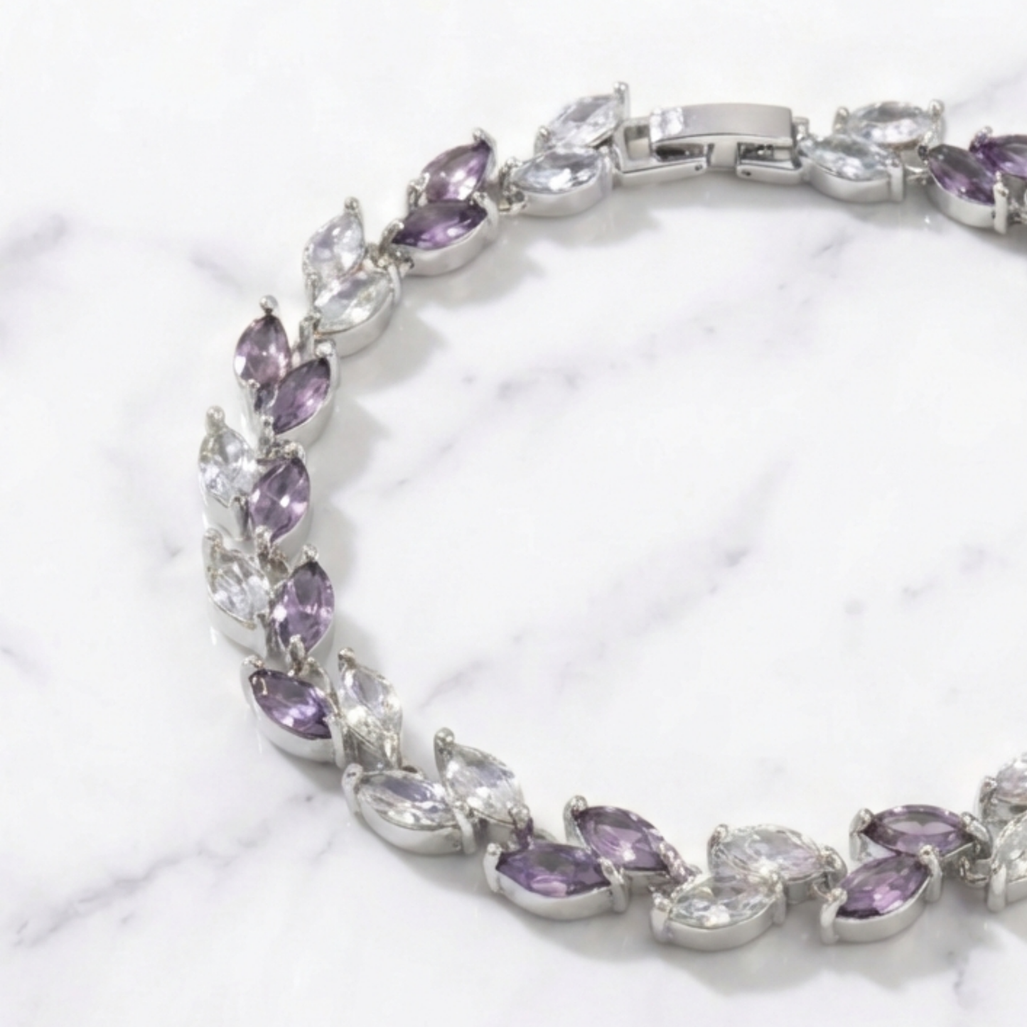 Crystal Leaf - Silver/Purple