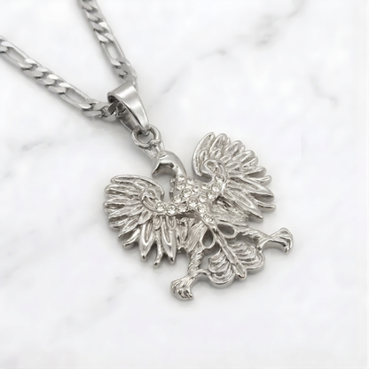 Poland Iced Eagle Pendant Necklace v2.0 - Silver