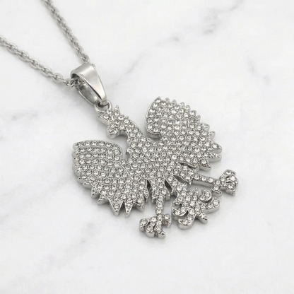 Poland Iced Eagle Necklace - Silver