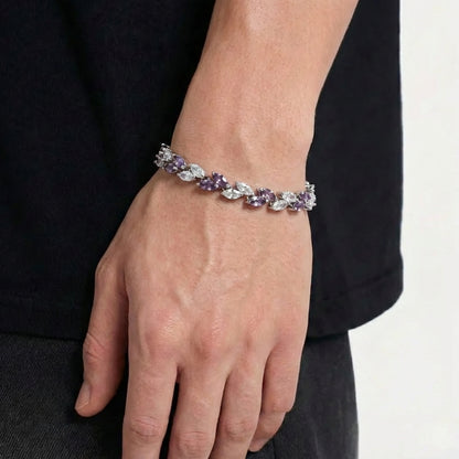 Crystal Leaf - Silver/Purple