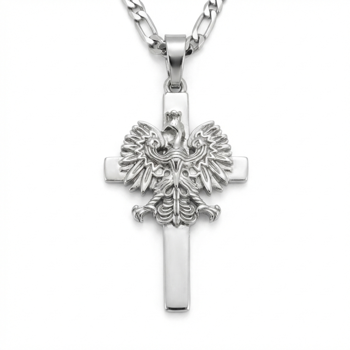 Poland Cross Eagle Necklace - Silver