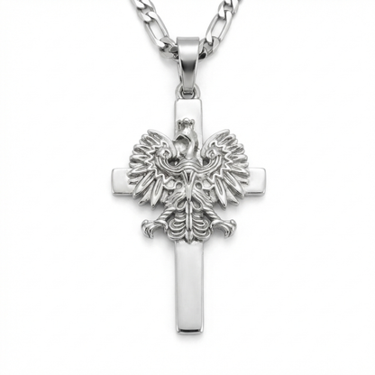 Poland Cross Eagle Necklace - Silver