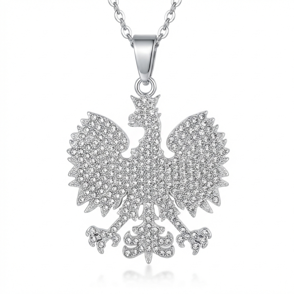 Poland Iced Eagle Necklace - Silver