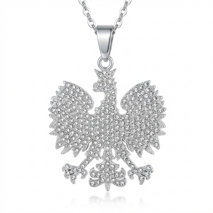 Poland Iced Eagle Necklace - Silver