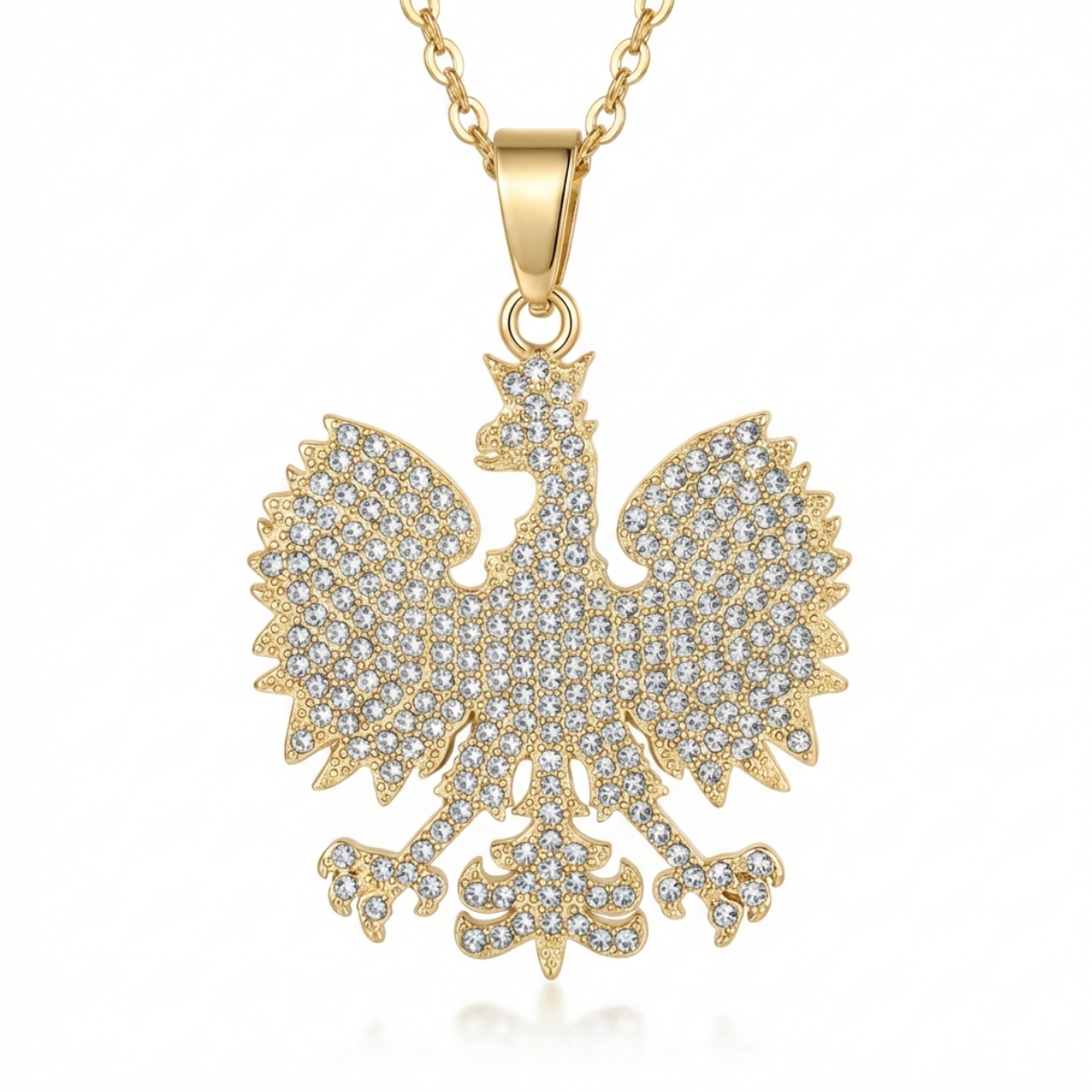 Poland Iced Eagle Necklace - Gold