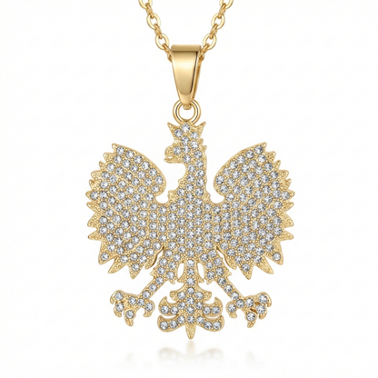 Poland Iced Eagle Necklace - Gold