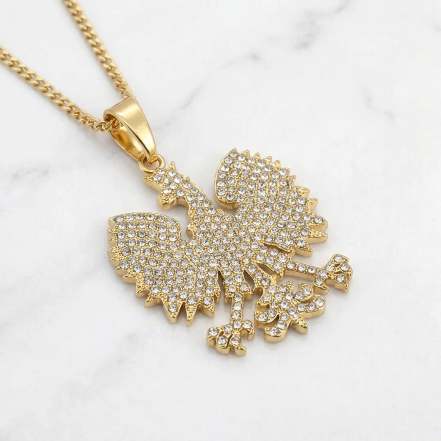 Poland Iced Eagle Necklace - Gold