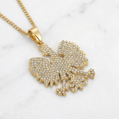 Poland Iced Eagle Necklace - Gold
