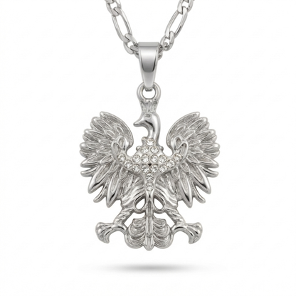 Poland Iced Eagle Pendant Necklace v2.0 - Silver