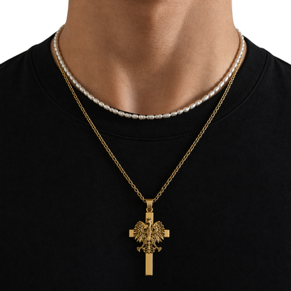 Poland Cross Eagle Necklace - Gold
