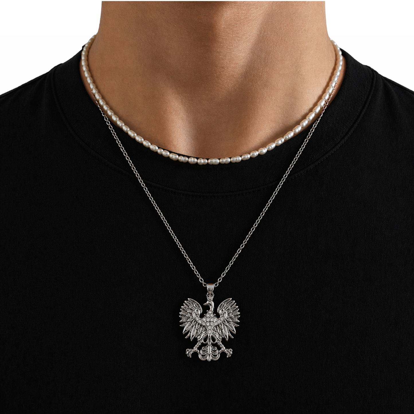 Poland Iced Eagle Pendant Necklace v2.0 - Silver
