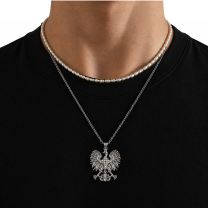 Poland Iced Eagle Pendant Necklace v2.0 - Silver