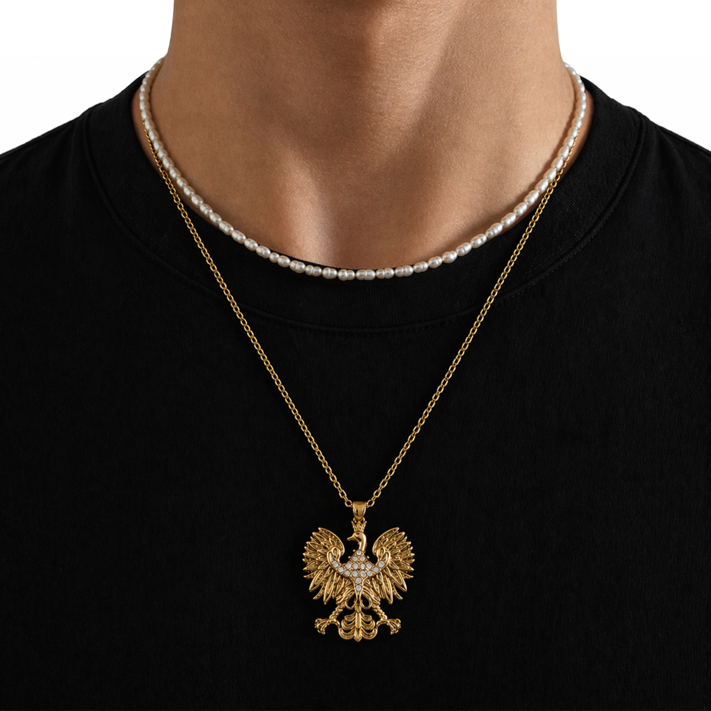 Poland Iced Eagle Pendant Necklace v2.0 - Gold