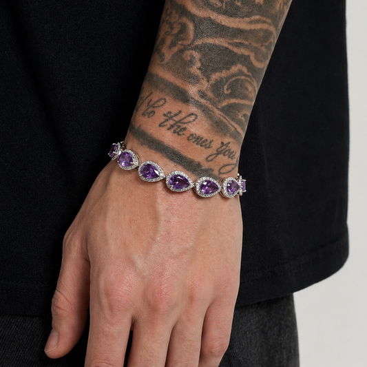 Tear Drop Bracelet - Silver/Purple