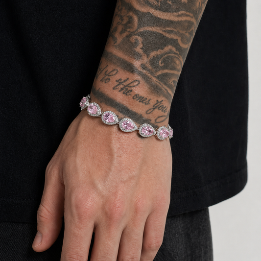 Tear Drop Bracelet - Silver/Pink