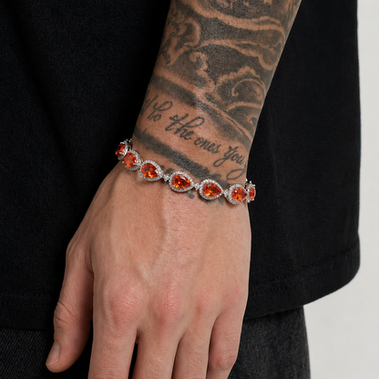 Tear Drop Bracelet - Silver/Red