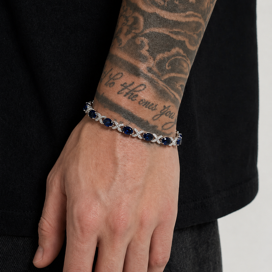 Cross Link Bracelet - Silver/Blue