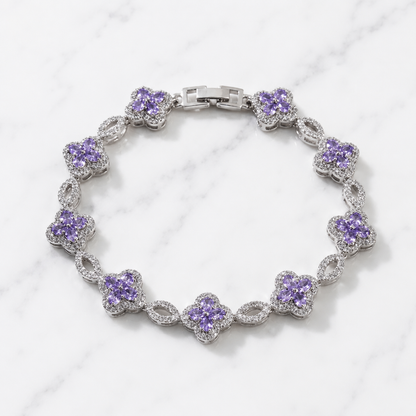 Clover Bracelet - Silver/Purple