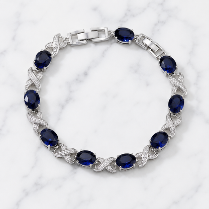 Cross Link Bracelet - Silver/Blue