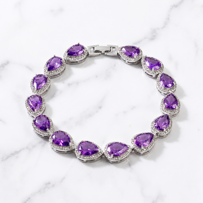 Tear Drop Bracelet - Silver/Purple