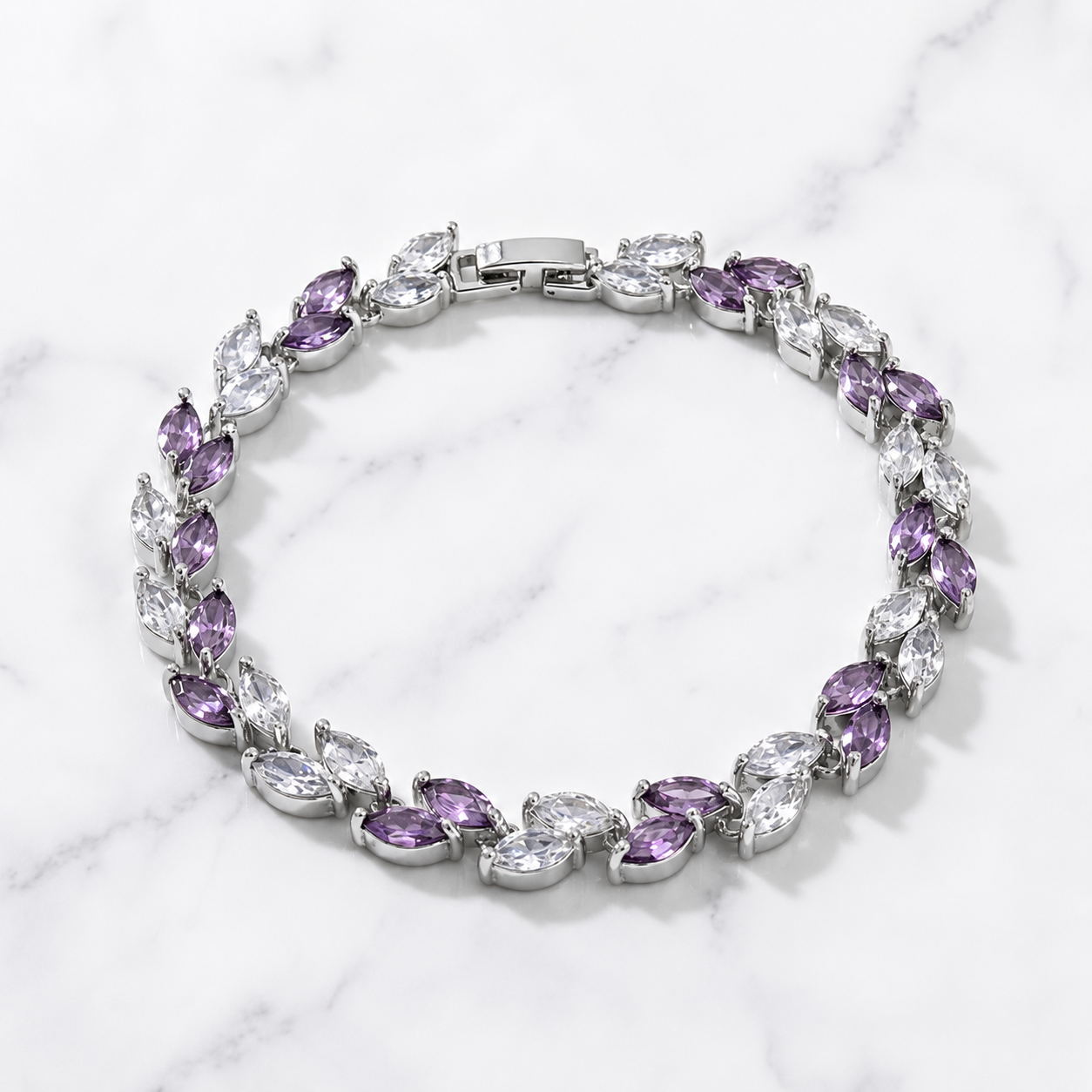 Crystal Leaf - Silver/Purple