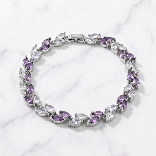 Crystal Leaf - Silver/Purple