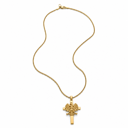Poland Cross Eagle Necklace - Gold